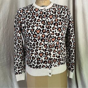 A New Day Leopard Print Button Front Crewneck Cardigan